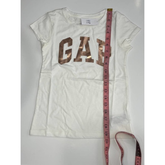 Gap Logo T Shirt Girls White and Gold Sz M NWT - Picture 2 of 6